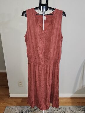 Prana Sleeveless Midi Dress In Rust. Size XL